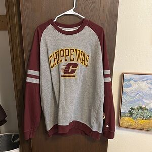 Champion Gray and Maroon Chippewas Men's Sweater
